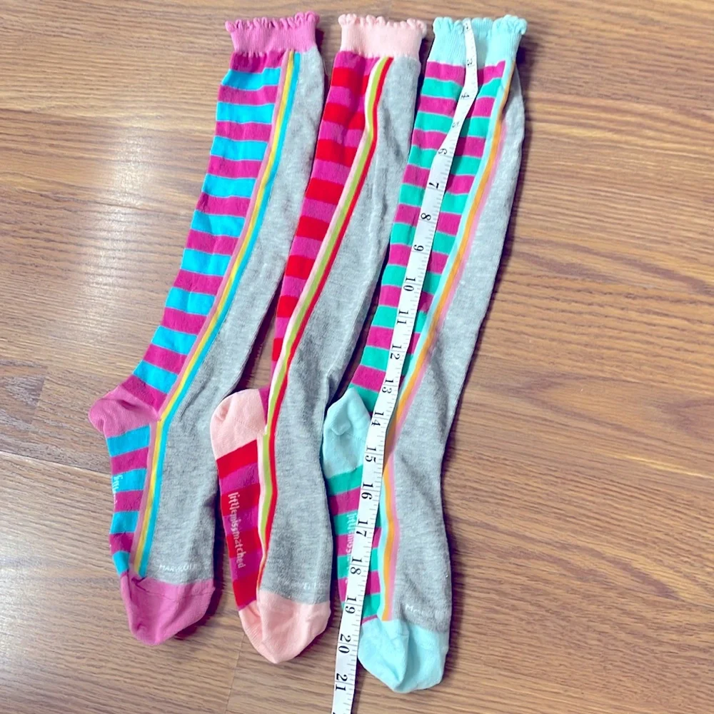Little Miss Matched Girls Knee High Socks Colorful Ruler School Design 3…